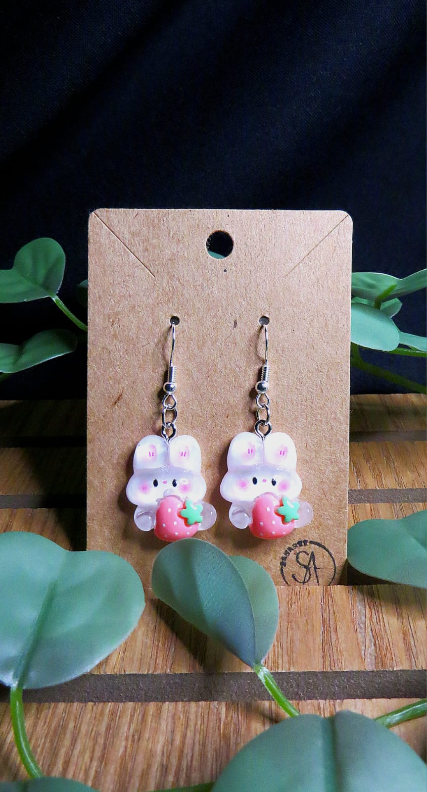 Earrings bunny + strawberry